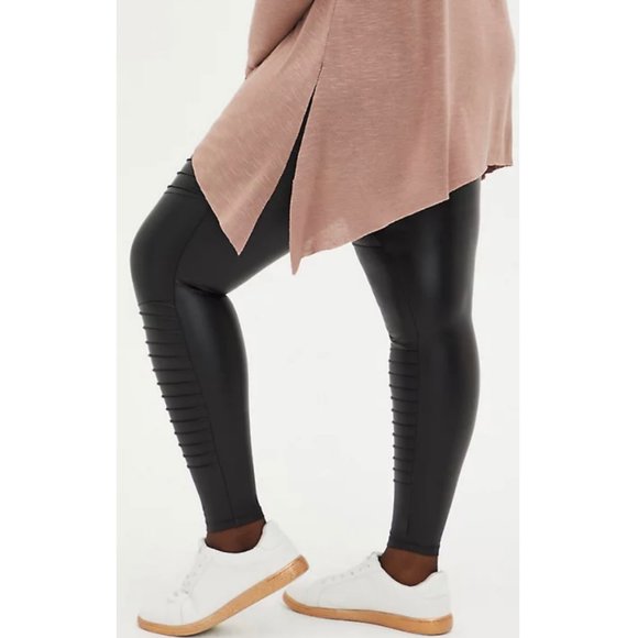 TORRID Black Faux Leather Moto Leggings - Picture 3 of 7